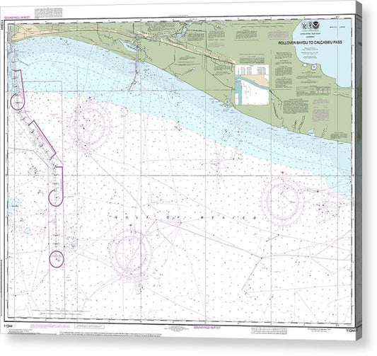 Nautical Chart-11344 Rollover Bayou-Calcasieu Pass  Acrylic Print