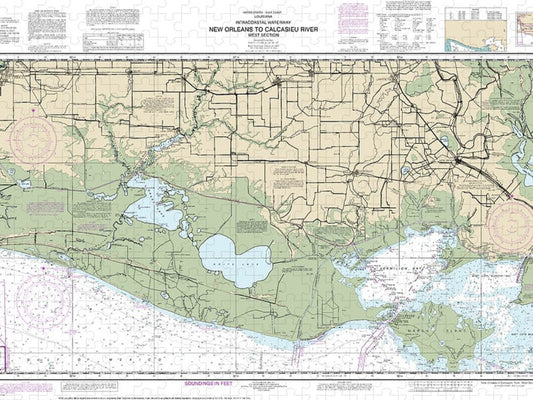 Nautical Chart 11345 Intracoastal Waterway New Orleans Calcasieu River West Section Puzzle
