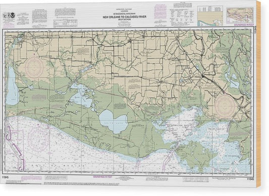 Nautical Chart-11345 Intracoastal Waterway New Orleans-Calcasieu River West Section Wood Print