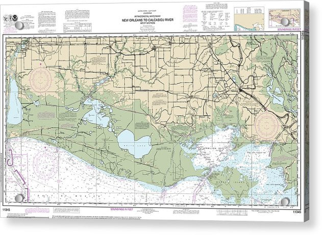 Nautical Chart-11345 Intracoastal Waterway New Orleans-calcasieu River West Section - Acrylic Print