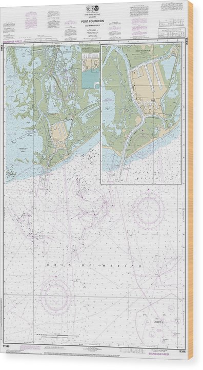 Nautical Chart-11346 Port Fourchon-Approaches Wood Print