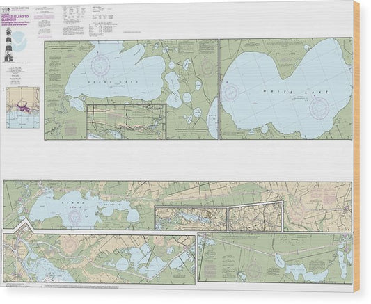 Nautical Chart-11348 Intracoastal Waterway Forked Island-Ellender, Including The Mermantau River, Grand Lake-White Lake Wood Print