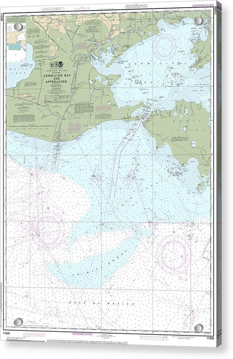 Nautical Chart-11349 Vermilion Bay-approaches - Acrylic Print