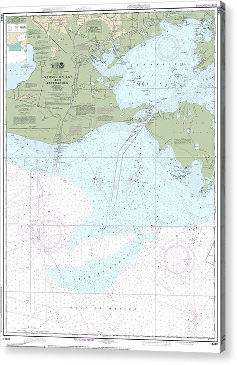 Nautical Chart-11349 Vermilion Bay-Approaches  Acrylic Print