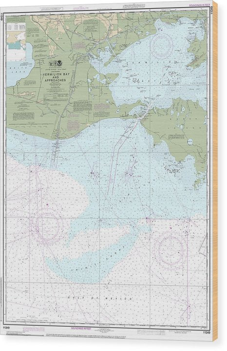 Nautical Chart-11349 Vermilion Bay-Approaches Wood Print