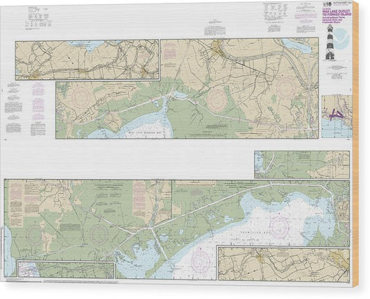 Nautical Chart-11350 Intracoastal Waterway Wax Lake Outlet-Forked Island Including Bayou Teche, Vermilion River,-Freshwater Bayou Wood Print