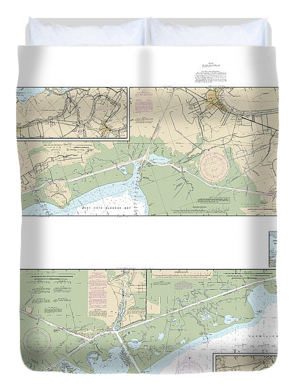 Nautical Chart-11350 Intracoastal Waterway Wax Lake Outlet-forked Island Including Bayou Teche, Vermilion River,-freshwater Bayou - Duvet Cover