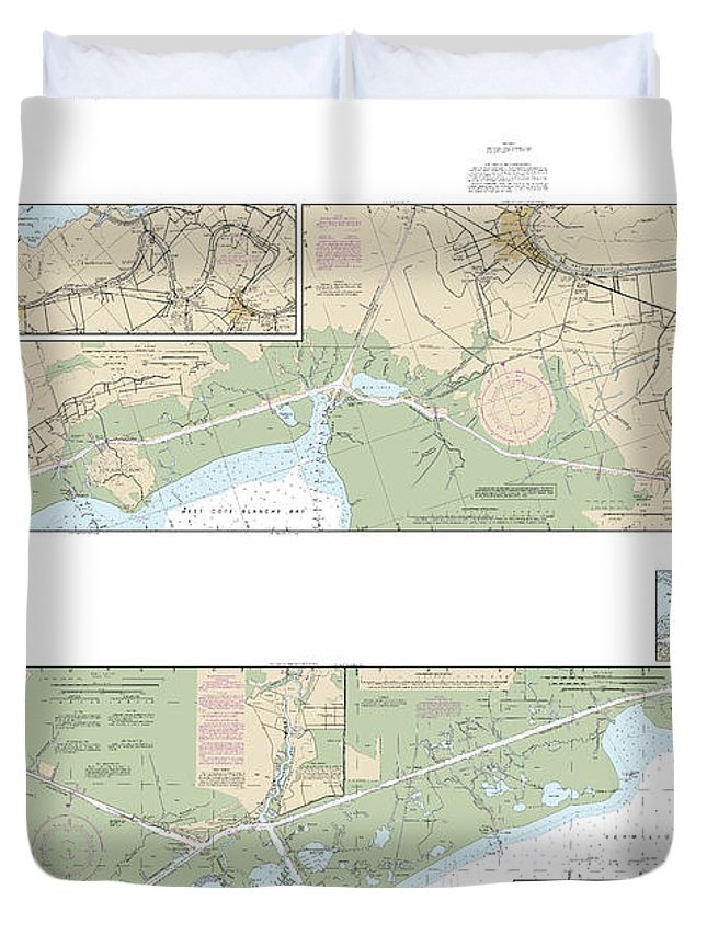 Nautical Chart-11350 Intracoastal Waterway Wax Lake Outlet-forked Island Including Bayou Teche, Vermilion River,-freshwater Bayou - Duvet Cover