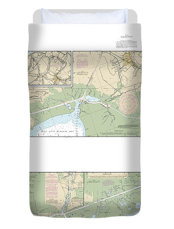 Nautical Chart-11350 Intracoastal Waterway Wax Lake Outlet-forked Island Including Bayou Teche, Vermilion River,-freshwater Bayou - Duvet Cover