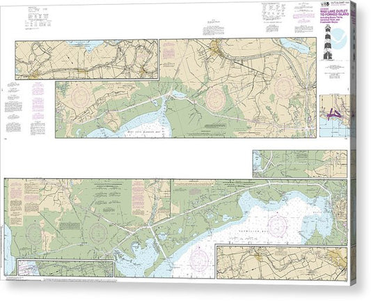 Nautical Chart-11350 Intracoastal Waterway Wax Lake Outlet-Forked Island Including Bayou Teche, Vermilion River,-Freshwater Bayou  Acrylic Print