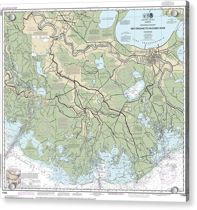 Nautical Chart-11352 Intracoastal Waterway New Orleans-calcasieu River East Section - Acrylic Print