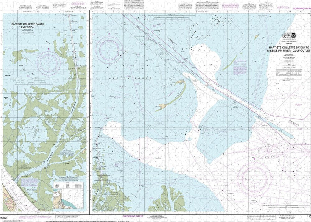 Nautical Chart-11353 Baptiste Collette Bayou-mississippi River Gulf Outlet, Baptiste Collette Bayou Extension - Puzzle