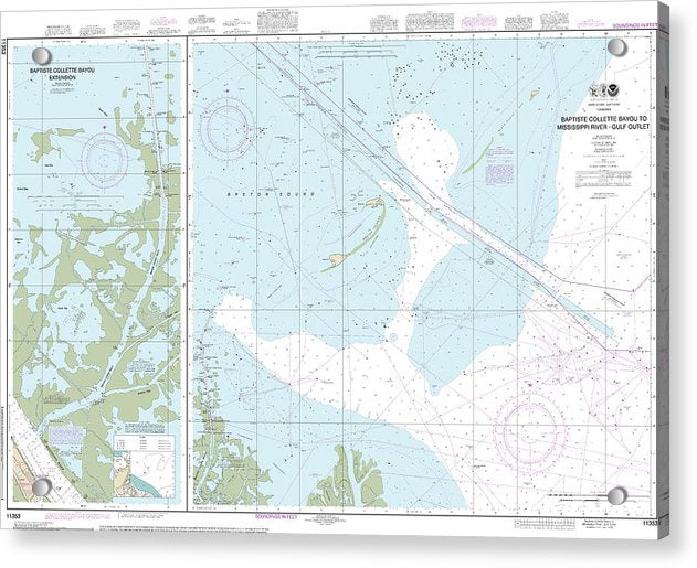 Nautical Chart-11353 Baptiste Collette Bayou-mississippi River Gulf Outlet, Baptiste Collette Bayou Extension - Acrylic Print