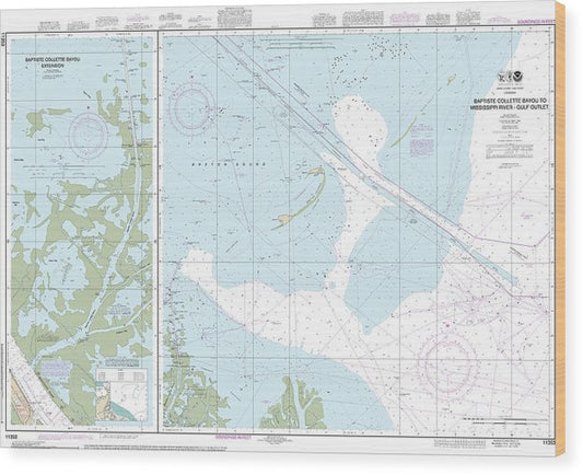 Nautical Chart-11353 Baptiste Collette Bayou-Mississippi River Gulf Outlet, Baptiste Collette Bayou Extension Wood Print