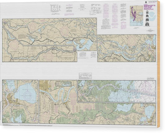 Nautical Chart-11354 Intracoastal Waterway Morgan City-Port Allen, Including The Atchafalaya River Wood Print