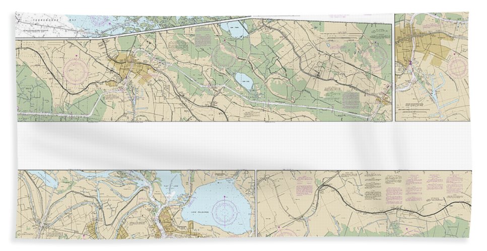 Nautical Chart-11355 Intracoastal Waterway Catahoula Bay-wax Lake Outlet Including The Houma Navigation Canal - Bath Towel