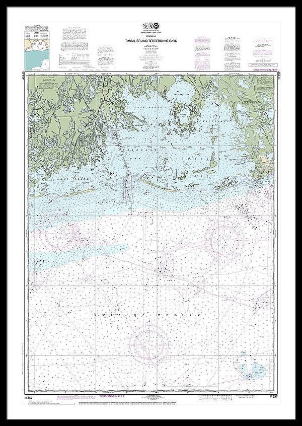 Nautical Chart-11357 Timbalier-terrebonne Bays - Framed Print