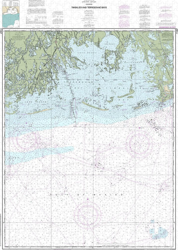 Nautical Chart-11357 Timbalier-terrebonne Bays - Puzzle