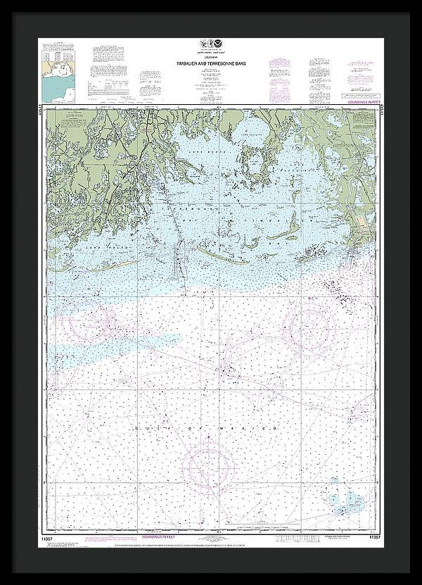 Nautical Chart-11357 Timbalier-terrebonne Bays - Framed Print