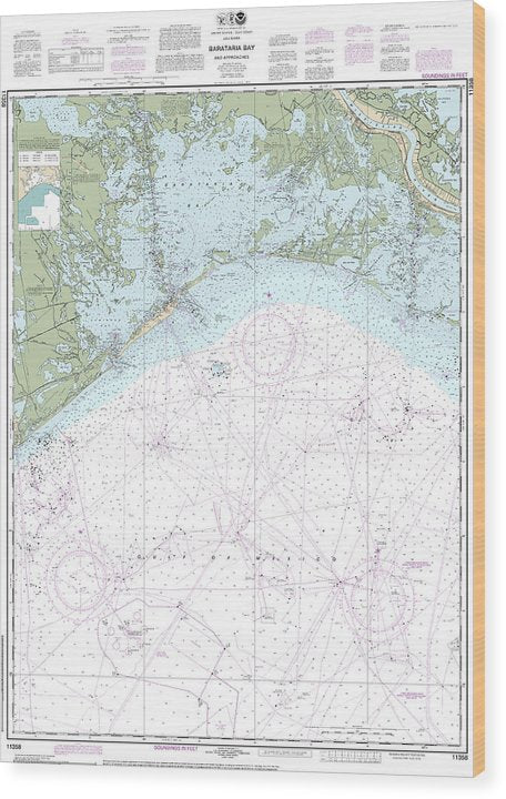 Nautical Chart-11358 Barataria Bay-Approaches Wood Print
