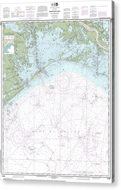 Nautical Chart-11358 Barataria Bay-Approaches  Acrylic Print