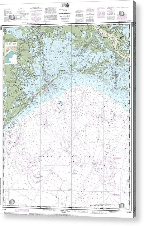 Nautical Chart-11358 Barataria Bay-approaches - Acrylic Print