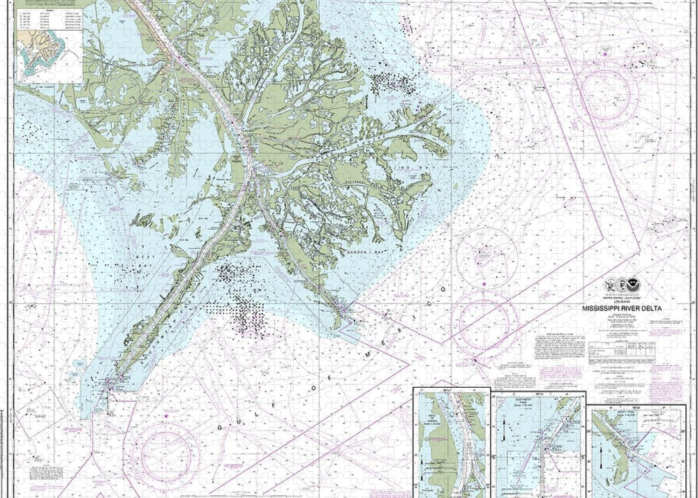 Nautical Chart-11361 Mississippi River Delta, Southwest Pass, South Pass, Head-passes - Puzzle