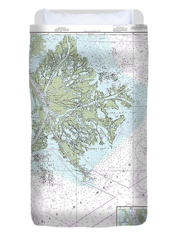 Nautical Chart-11361 Mississippi River Delta, Southwest Pass, South Pass, Head-passes - Duvet Cover