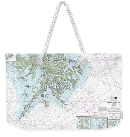 Nautical Chart-11361 Mississippi River Delta, Southwest Pass, South Pass, Head-passes - Weekender Tote Bag