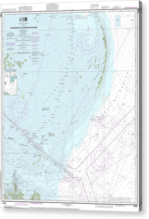 Nautical Chart-11363 Chandeleur-Breton Sounds  Acrylic Print
