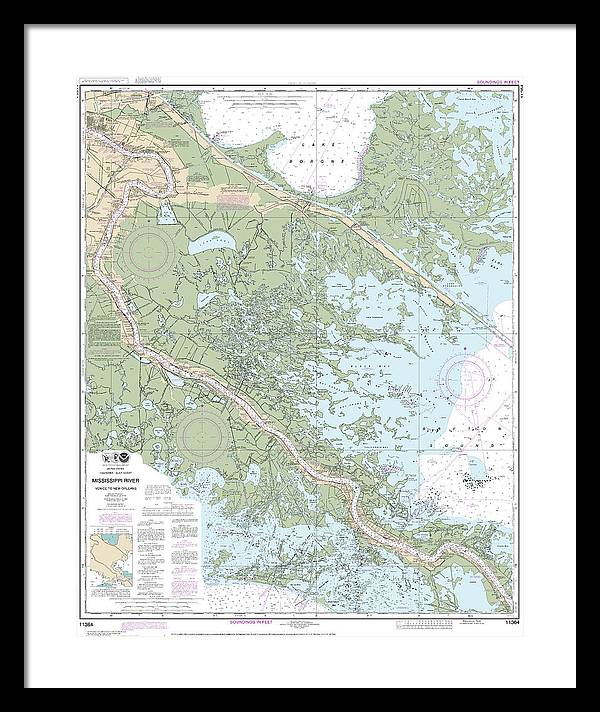 Nautical Chart-11364 Mississippi River-venice-new Orleans - Framed Print