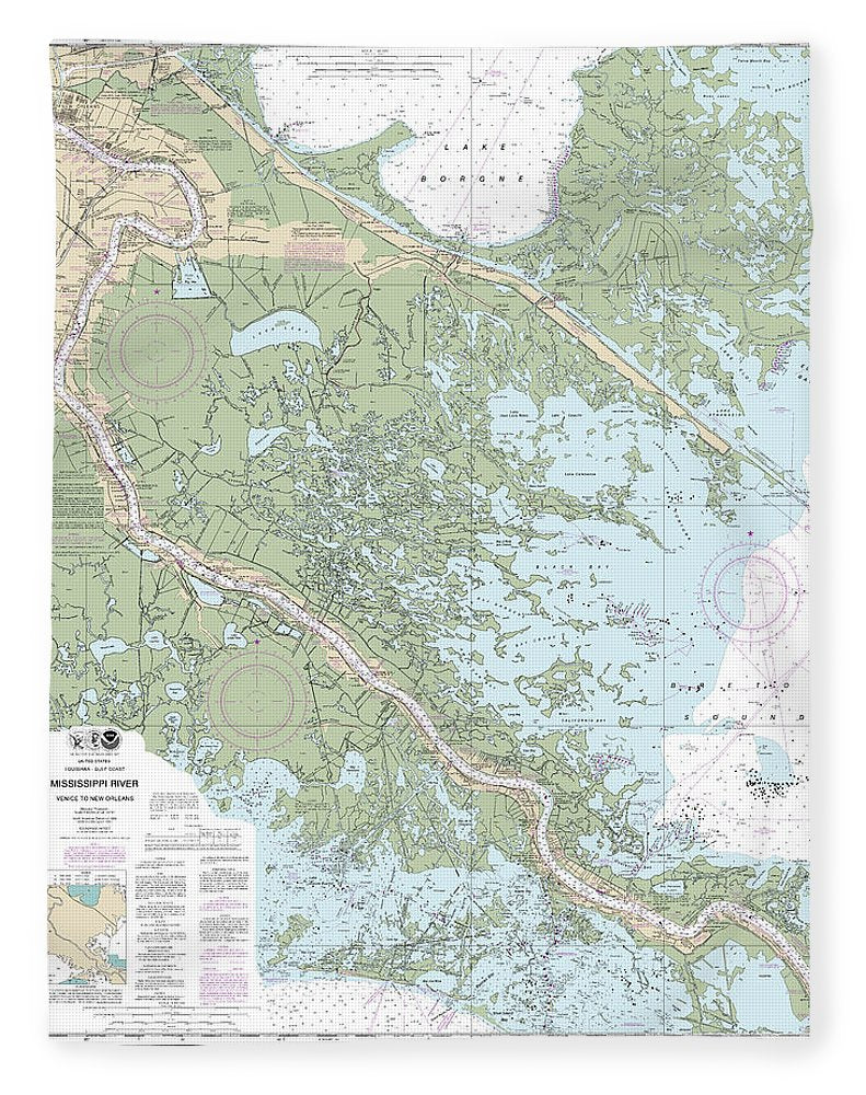 Nautical Chart-11364 Mississippi River-venice-new Orleans - Blanket