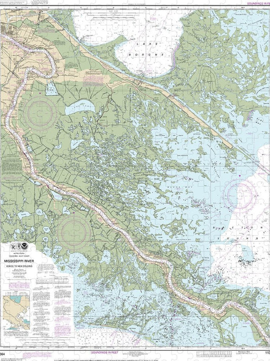 Nautical Chart 11364 Mississippi River Venice New Orleans Puzzle