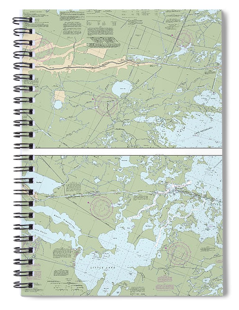 Nautical Chart 11365 Barataria Bayou Lafourche Waterways Intracoastal Waterway Gulf Mexico Spiral Notebook