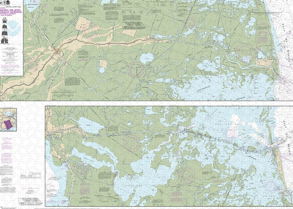 Nautical Chart-11365 Barataria-bayou Lafourche Waterways Intracoastal Waterway-gulf-mexico - Puzzle