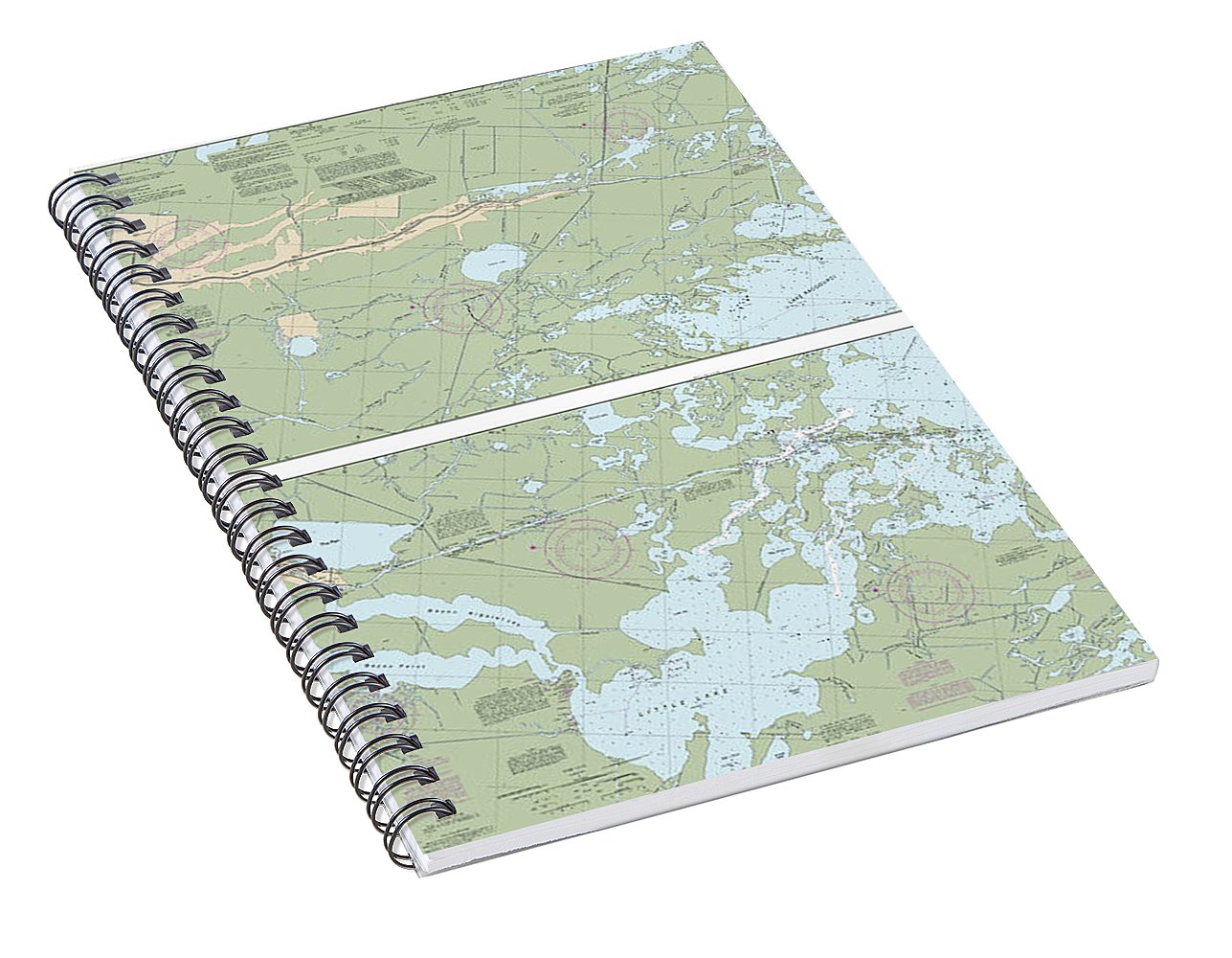 Nautical Chart-11365 Barataria-bayou Lafourche Waterways Intracoastal Waterway-gulf-mexico - Spiral Notebook