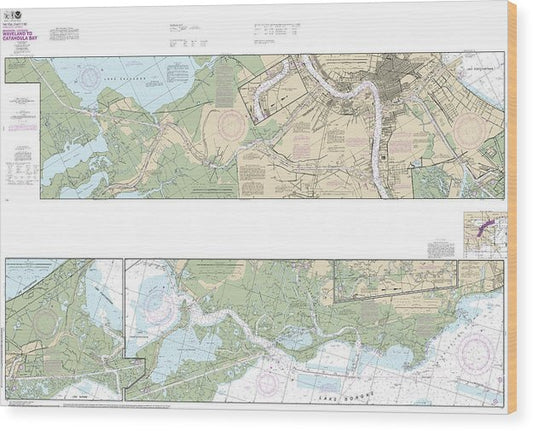 Nautical Chart-11367 Intracoastal Waterway Waveland-Catahoula Bay Wood Print