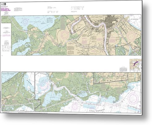 A beuatiful Metal Print of the Nautical Chart-11367 Intracoastal Waterway Waveland-Catahoula Bay - Metal Print by SeaKoast.  100% Guarenteed!