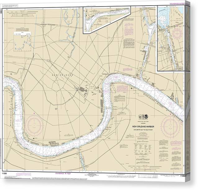 Nautical Chart-11368 New Orleans Harbor Chalmette Slip-Southport Canvas Print