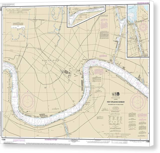 Nautical Chart-11368 New Orleans Harbor Chalmette Slip-southport - Canvas Print