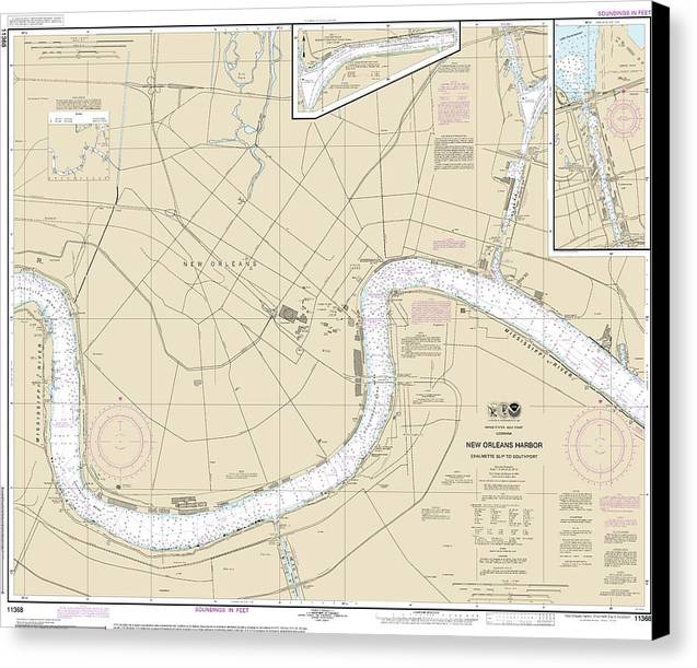 Nautical Chart-11368 New Orleans Harbor Chalmette Slip-southport - Canvas Print