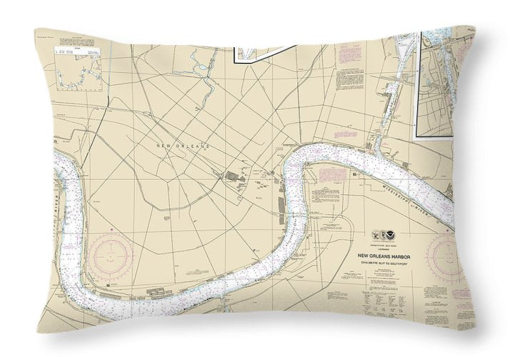 Nautical Chart-11368 New Orleans Harbor Chalmette Slip-southport - Throw Pillow