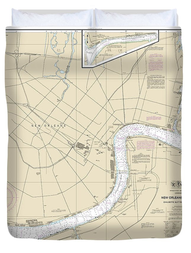 Nautical Chart-11368 New Orleans Harbor Chalmette Slip-southport - Duvet Cover