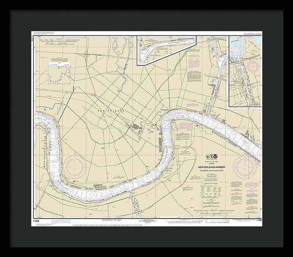 Nautical Chart-11368 New Orleans Harbor Chalmette Slip-southport - Framed Print