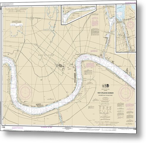 A beuatiful Metal Print of the Nautical Chart-11368 New Orleans Harbor Chalmette Slip-Southport - Metal Print by SeaKoast.  100% Guarenteed!