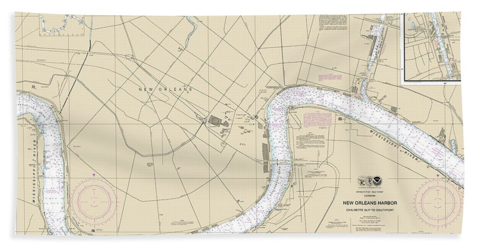 Nautical Chart-11368 New Orleans Harbor Chalmette Slip-southport - Beach Towel