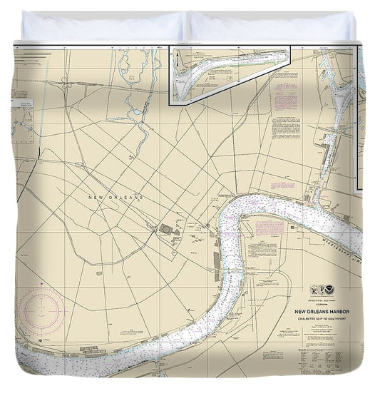 Nautical Chart 11368 New Orleans Harbor Chalmette Slip Southport Duvet Cover