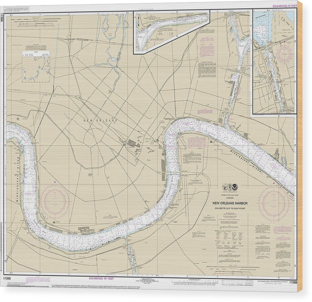 Nautical Chart-11368 New Orleans Harbor Chalmette Slip-Southport Wood Print