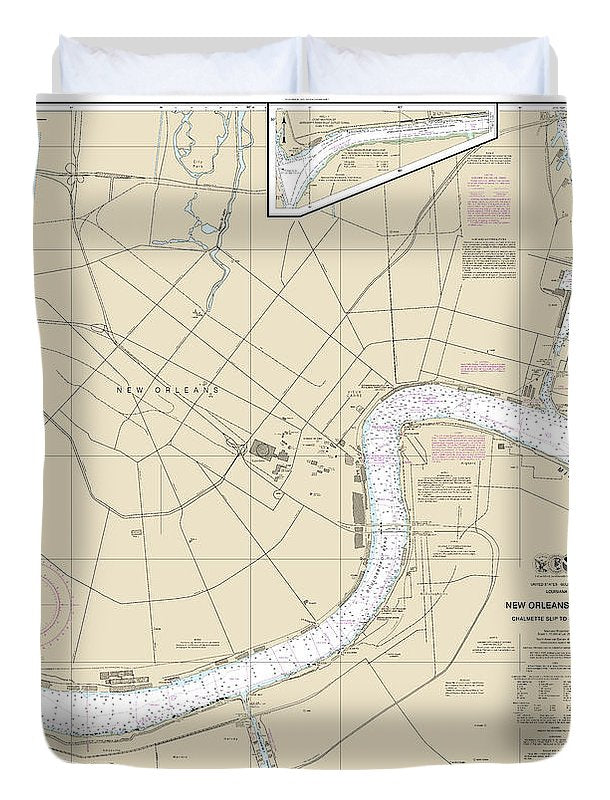 Nautical Chart-11368 New Orleans Harbor Chalmette Slip-southport - Duvet Cover