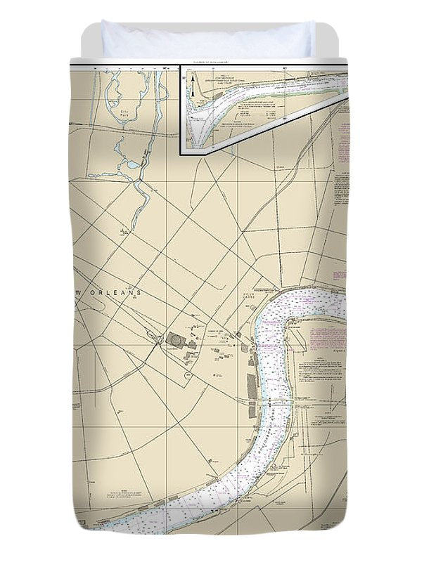 Nautical Chart-11368 New Orleans Harbor Chalmette Slip-southport - Duvet Cover